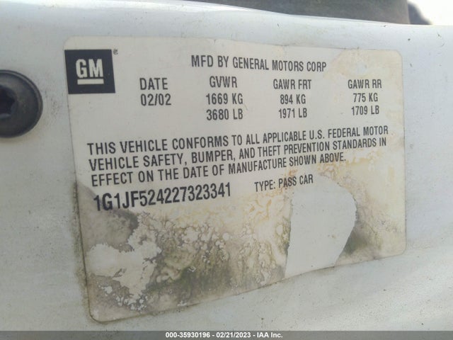 2002 CHEVROLET CAVALIER LS VIN: 1G1JF524227323341