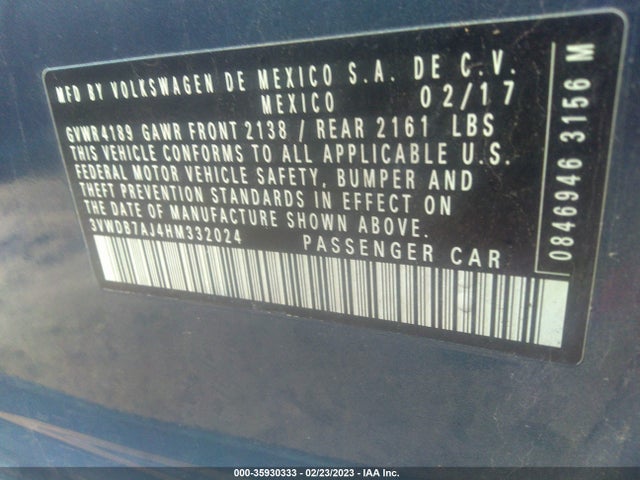 3VWDB7AJ4HM332024 Volkswagen Jetta 1.4t Se