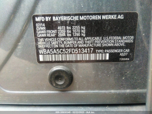 BMW 5 Series 528i 2015 WBA5A5C52FD513417 Image 10
