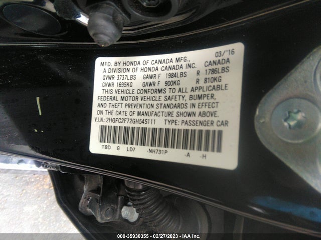 Honda Civic Sedan Ex 2016 2HGFC2F72GH545111 Image 9