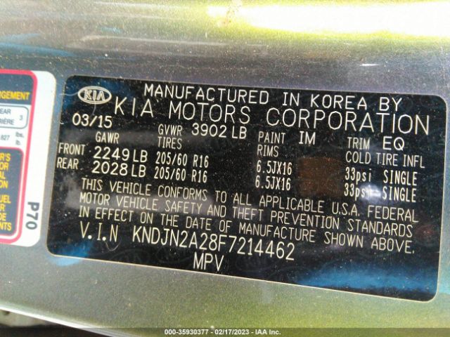 KNDJN2A28F7214462 KIA Soul Base