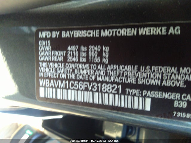 2015 BMW X1, VIN: WBAVM1C56FV318821