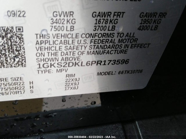 2023 GMC Yukon, VIN: 1GKS2DKL6PR173596