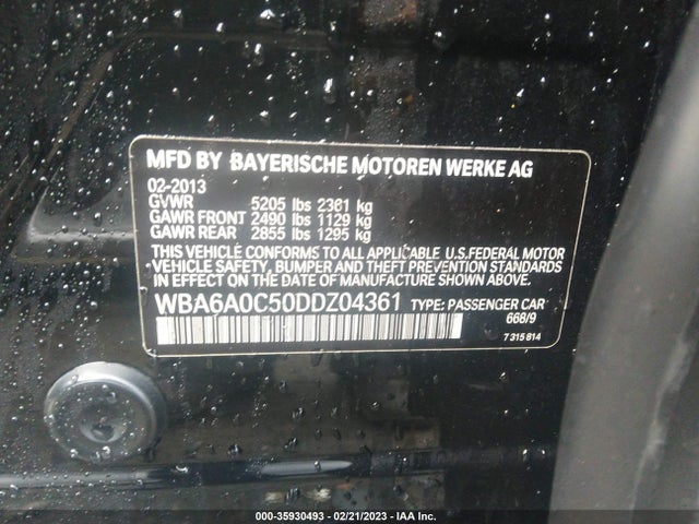 BMW 6 Series 640i 2013 WBA6A0C50DDZ04361 Image 10