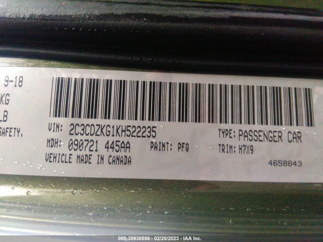 Dodge Challenger 2019 2C3CDZKG1KH522235 Image 10