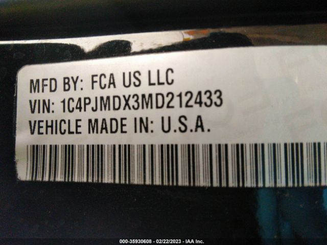 1C4PJMDX3MD212433 Jeep Cherokee Limited