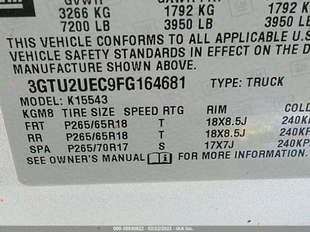 3GTU2UEC9FG164681 GMC Sierra 1500 Sle