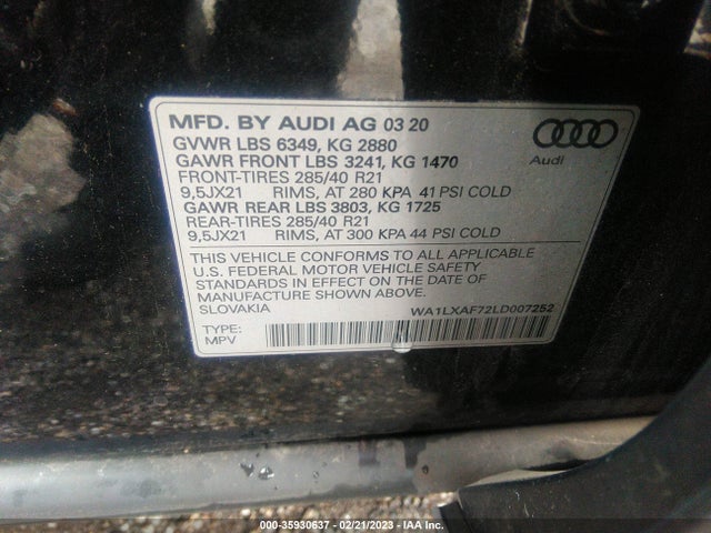 WA1LXAF72LD007252 Audi Q7 Premium Plus