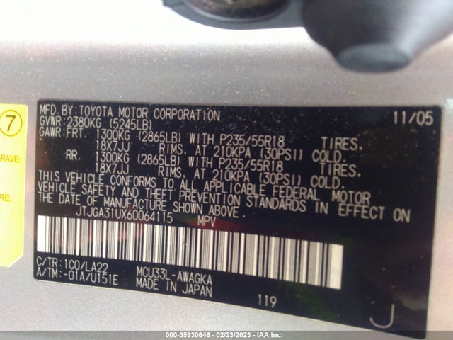 Lexus RX 330 2006 JTJGA31UX60064115 Image 10