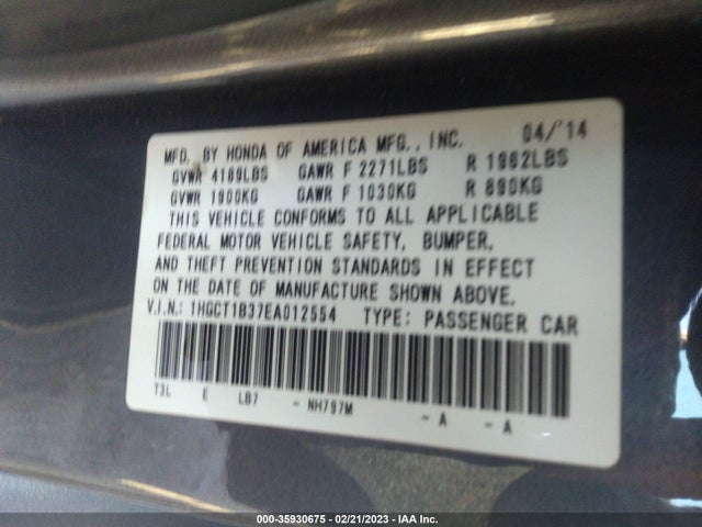 Honda Accord Coupe Lx-s 2014 1HGCT1B37EA012554 Image 10