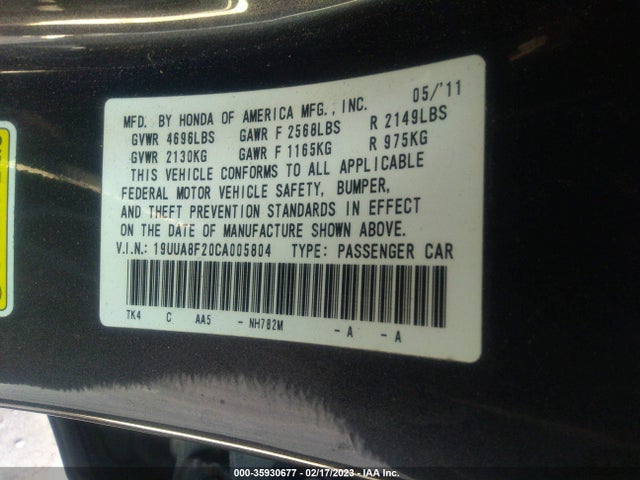 Acura Tl Auto 2012 19UUA8F20CA005804 Image 10