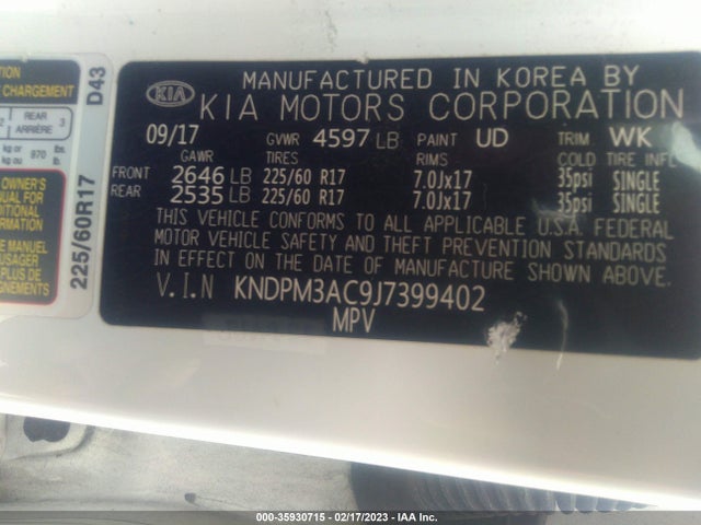 KIA Sportage Lx 2018 KNDPM3AC9J7399402 Image 10