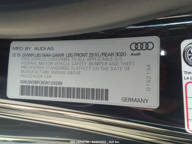 2016 Audi S7, VIN: WAUW2BFC8GN129289