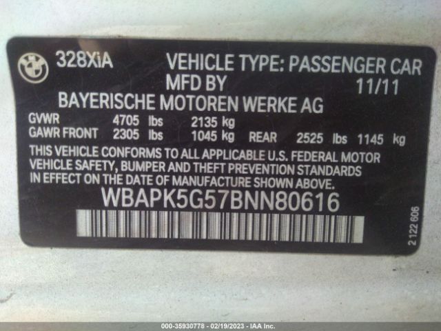 WBAPK5G57BNN80616 BMW 3 Series 328i Xdrive