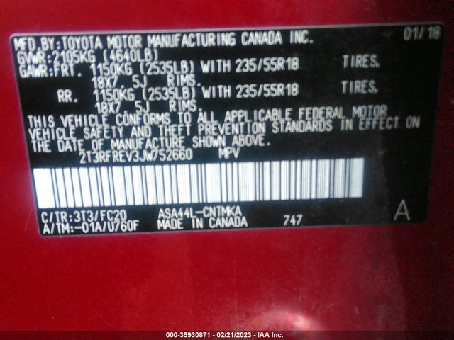 Toyota RAV4 2018 2T3RFREV3JW752660 Image 11