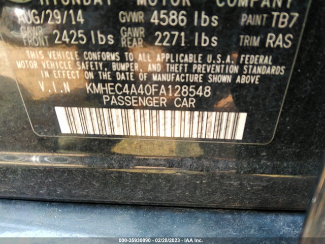 Hyundai SONATA HYBRID 2015 KMHEC4A40FA128548 Image 9