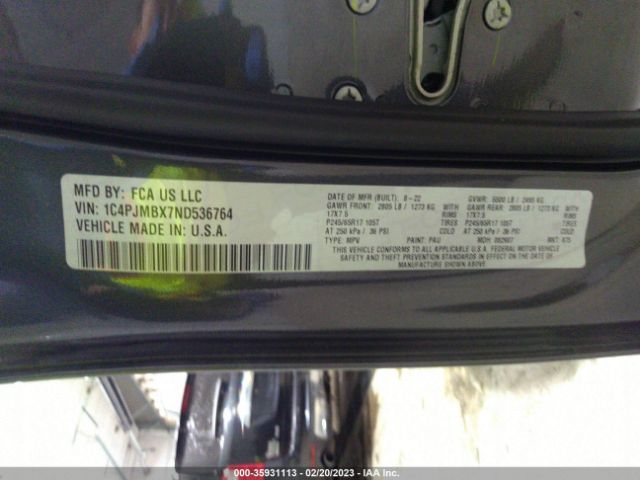 1C4PJMBX7ND536764 Jeep Cherokee