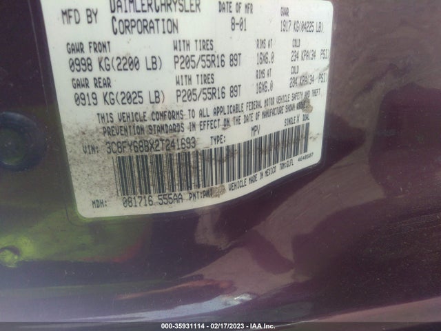 Chrysler Pt Cruiser Limited 2002 3C8FY68BX2T241693 Image 10