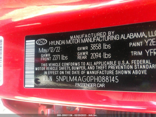Hyundai ELANTRA SEL 2023 5NPLM4AG0PH088145 Image 9