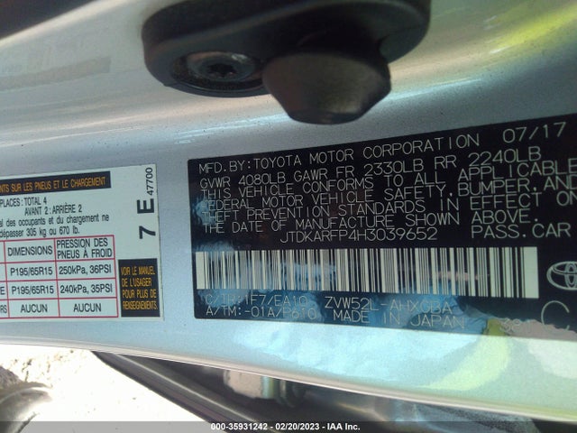 Toyota Prius Prime Plus/premium/advanced 2017 JTDKARFP4H3039652 Image 10