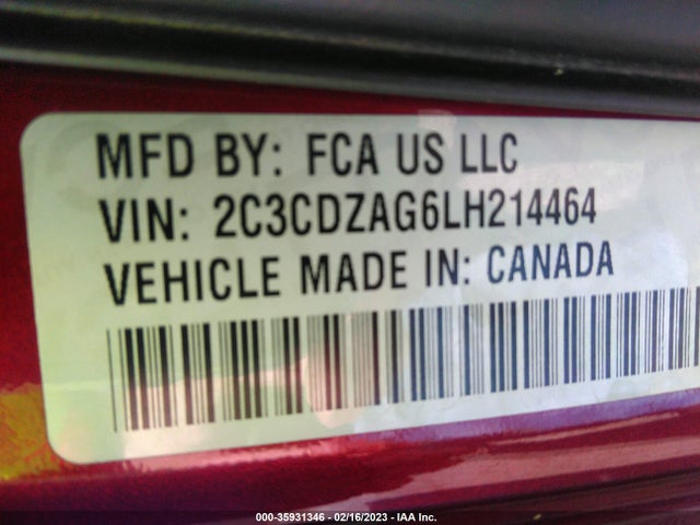 2020 Dodge Challenger, VIN: 2C3CDZAG6LH214464