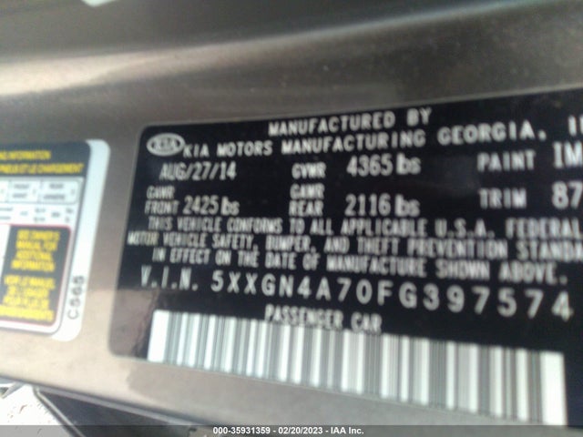 KIA OPTIMA EX 2015 5XXGN4A70FG397574 Image 9