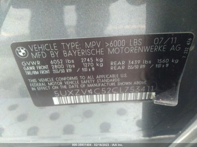 5UXZV4C52CL753411 BMW X5 35i