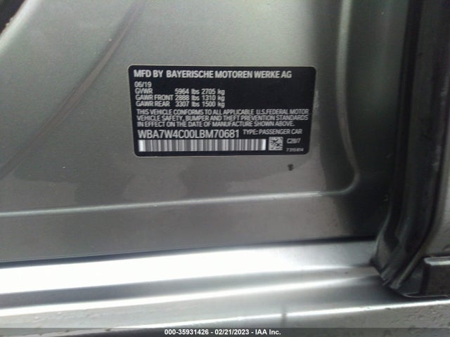 2020 BMW 7 Series, VIN: WBA7W4C00LBM70681