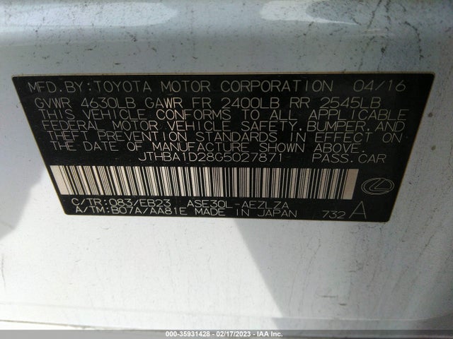 Lexus IS 200T 2016 JTHBA1D28G5027871 Image 11