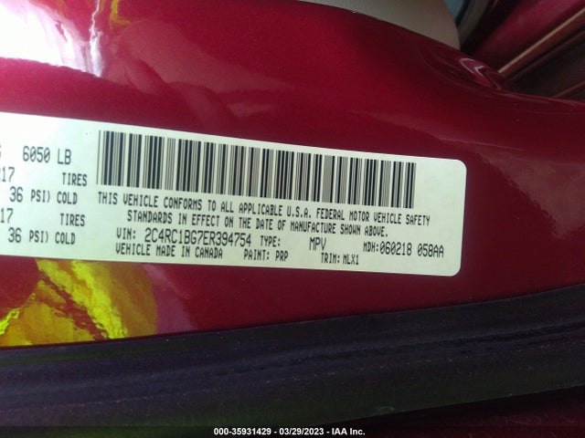 2C4RC1BG7ER394754 Chrysler Town & Country Touring