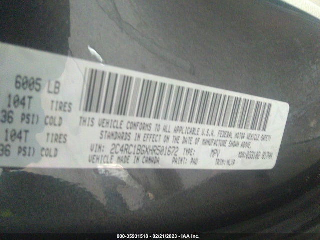 2C4RC1BGXHR501672 Chrysler Pacifica Touring-l