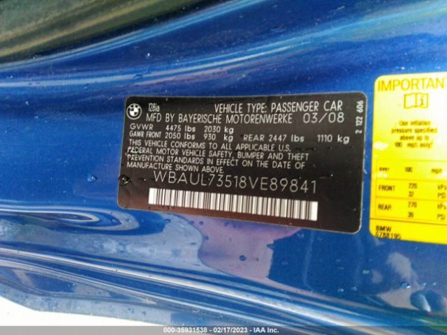 WBAUL73518VE89841 BMW 1 Series 128i