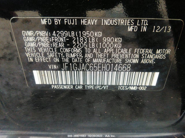 Subaru IMPREZA SEDAN 2014 JF1GJAC65EH014668 Image 9