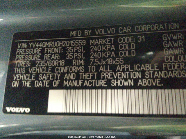 2017 Volvo XC60, VIN: YV440MRU0H2015559