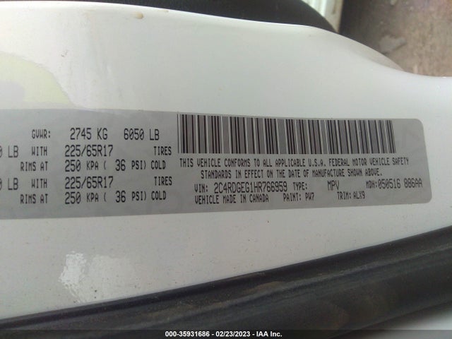 Dodge Grand Caravan Gt 2017 2C4RDGEG1HR766959 Image 9