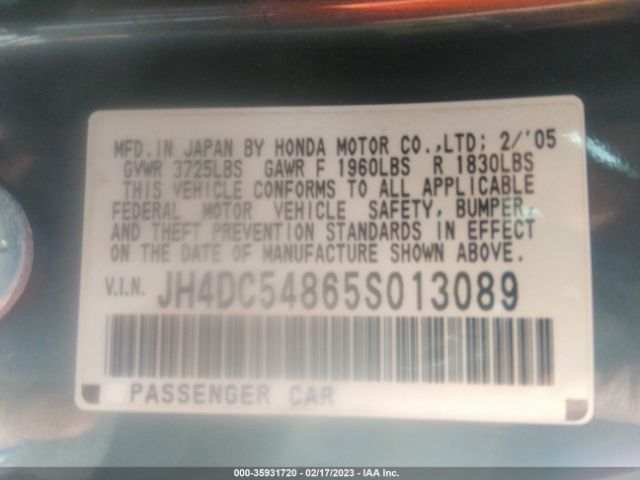 JH4DC54865S013089 Acura RSX