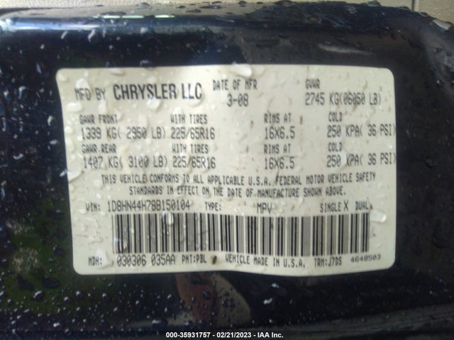 Dodge Grand Caravan Se 2008 1D8HN44H78B150104 Image 11