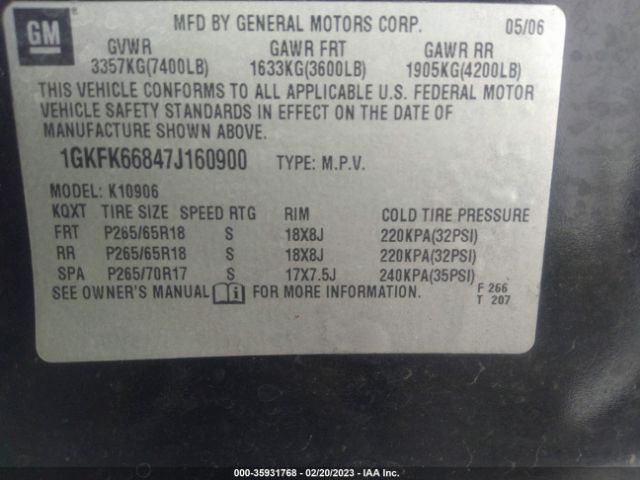 1GKFK66847J160900 GMC YUKON XL DENALI