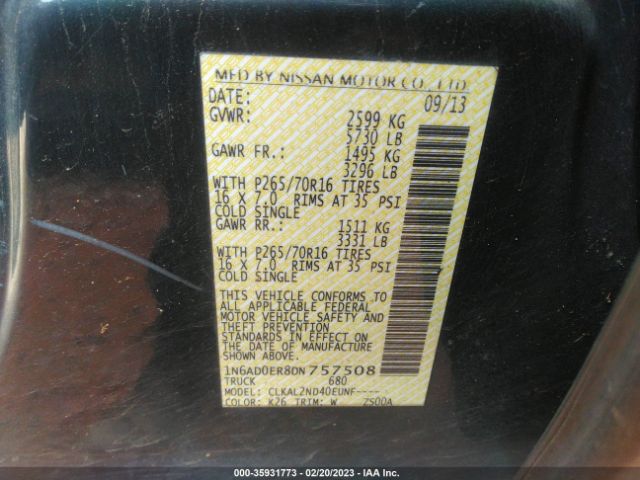 1N6AD0ER8DN757508 Nissan Frontier