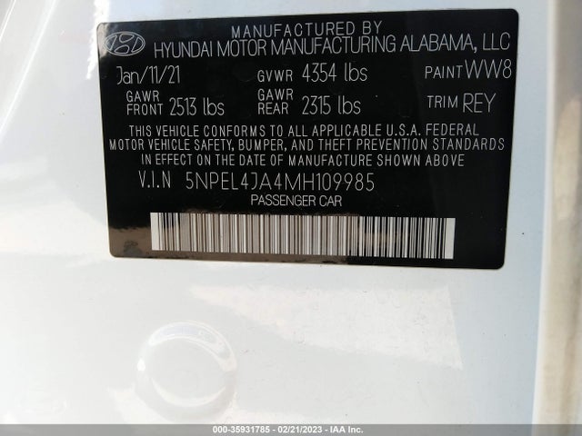 Hyundai SONATA SEL 2021 5NPEL4JA4MH109985 Image 9