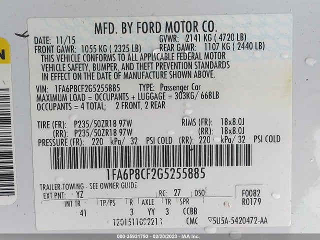Ford Mustang Gt Premium 2016 1FA6P8CF2G5255885 Image 9