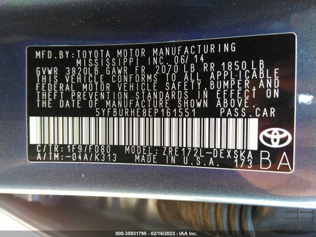 Toyota Corolla S 2014 5YFBURHE8EP161551 Image 9