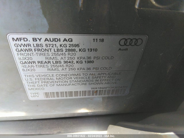 2019 Audi SQ5, VIN: WA1B4AFY3K2024701
