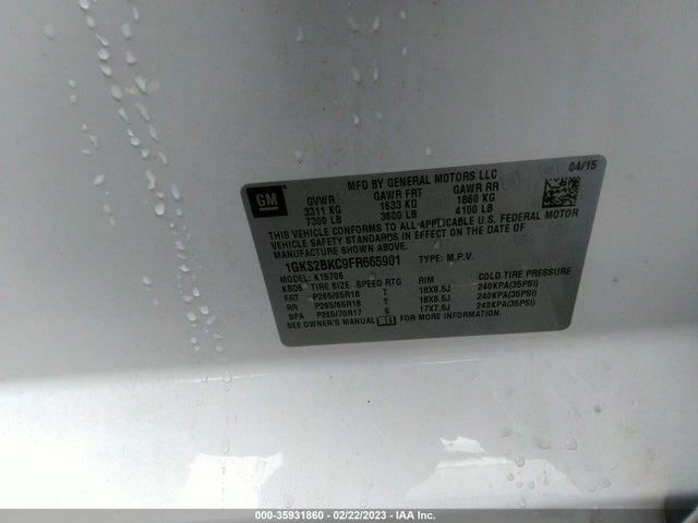 GMC YUKON SLT 2015 1GKS2BKC9FR665901 Image 9