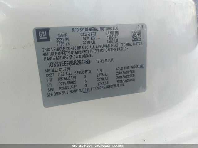 GMC YUKON DENALI 2011 1GKS1EEF8BR254980 Image 10