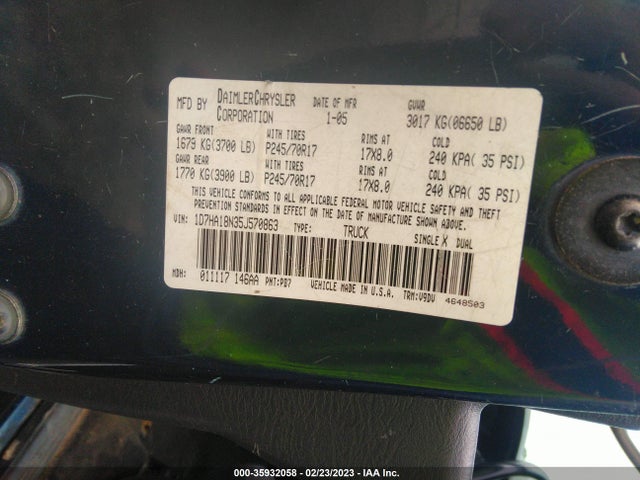 Dodge Ram 1500 Slt 2005 1D7HA18N35J570863 Image 10