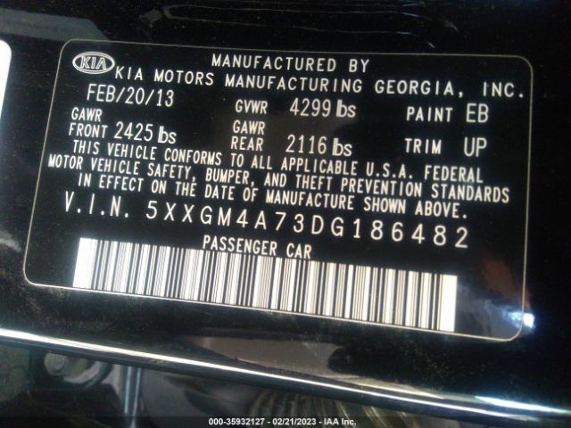5XXGM4A73DG186482 KIA Optima Lx