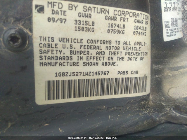 Saturn SL 1998 1G8ZJ5271WZ145767 Image 10