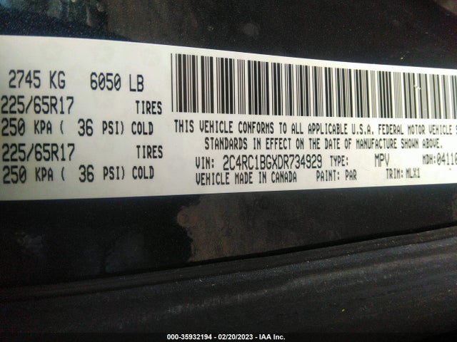 2C4RC1BGXDR734929 Chrysler Town & Country