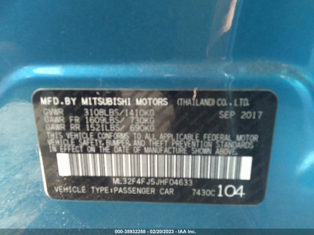 ML32F4FJ5JHF04633 Mitsubishi Mirage G4 Se